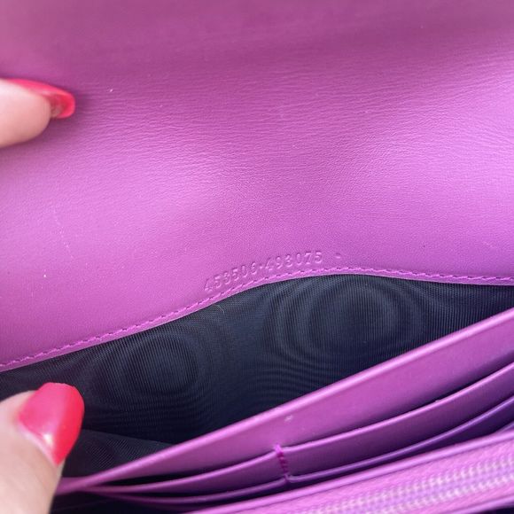 Gucci GG Supreme Monogram Calfskin Padlock Continental Wallet Red Pink - Picture 9 of 13